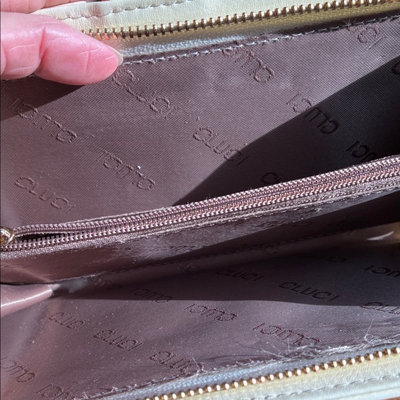 Click Chic Cream and Brown Clutch with Floral Accent - Picture 5 of 7